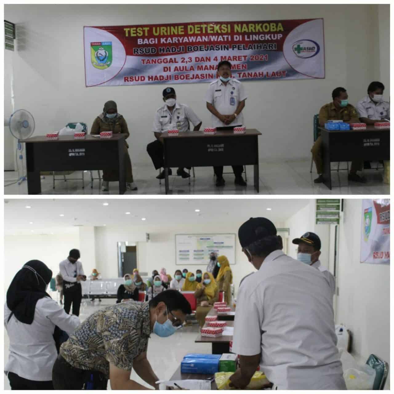 Kegiatan Pemberdayaan Masyarakat Melalui Test Urine Pegawai RSUD H. Boejasin Kab. Tanah Laut (Hari Pertama)