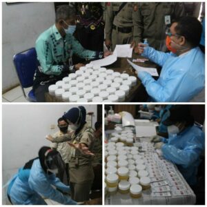 Kegiatan Pemberdayaan Masyarakat Melalui Test Urine Pegawai Satpol PP dan Damkar Kab. Tanah Laut