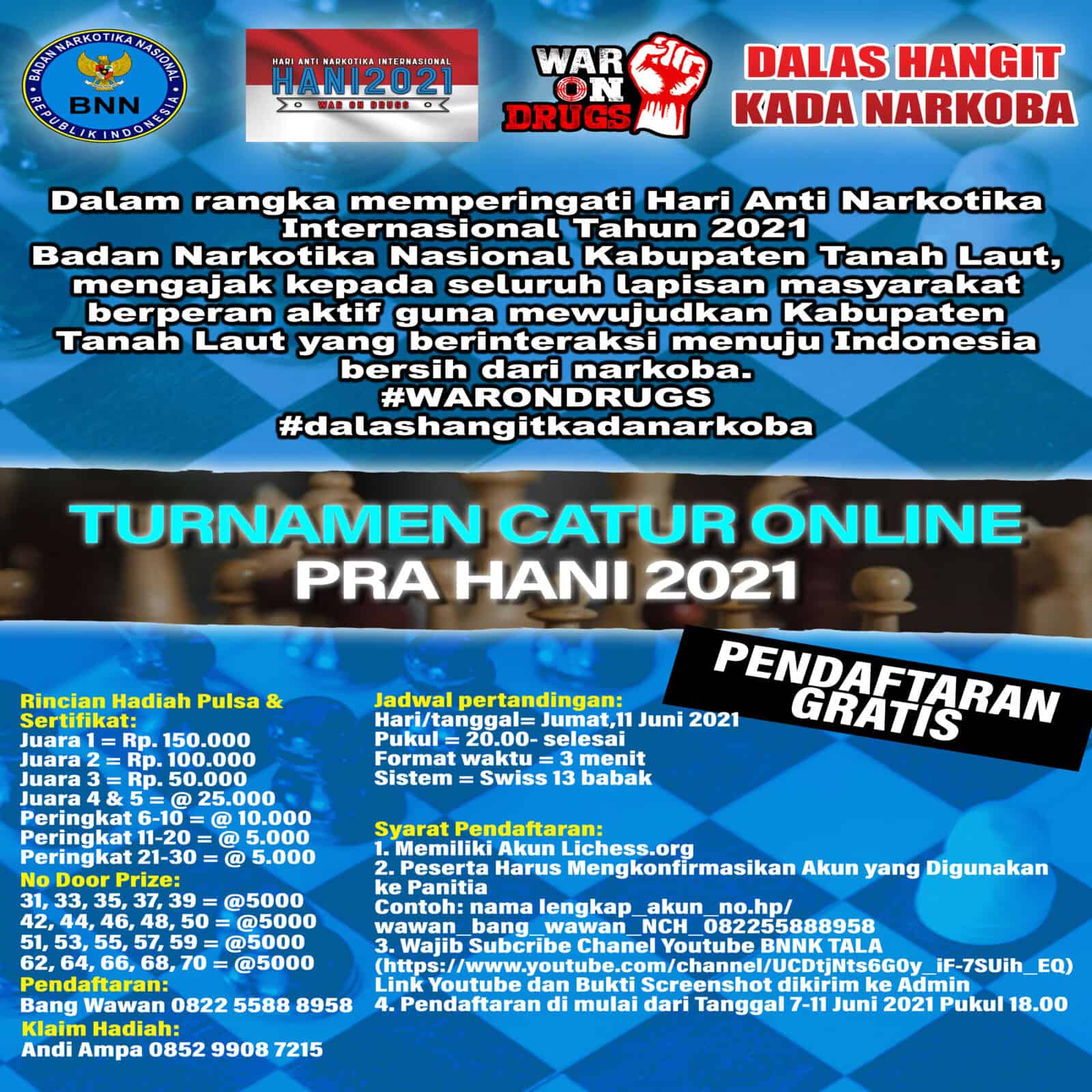 Open Tournament Catur Pra Hari Anti Narkotika Internasional (HANI) 2021 Open Tournament Catur Pra Hari Anti Narkotika Internasional (HANI) 2021